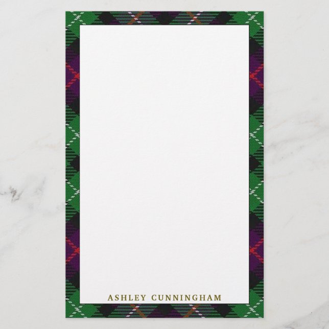 Elegant klan Cunningham Tartan Plaid Brevpapper (Framsida)