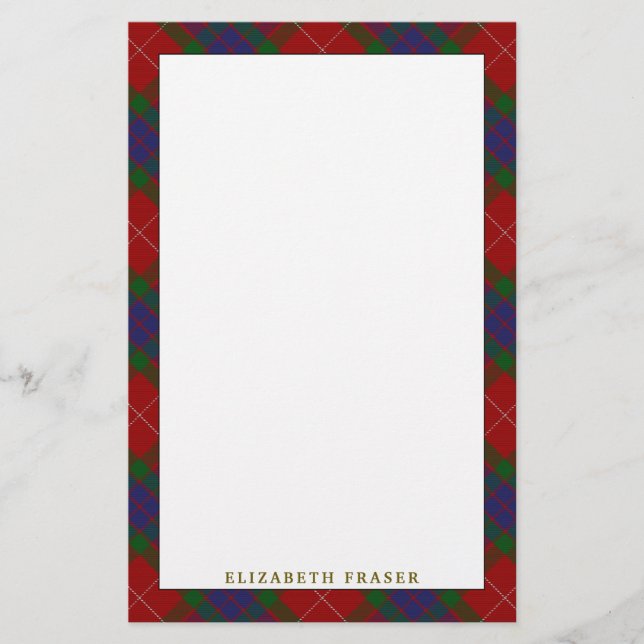 Elegant Klan Fraser Tartan Play Brevpapper (Framsida)