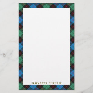 Elegant klan Guthrie Tartan Plaid Brevpapper