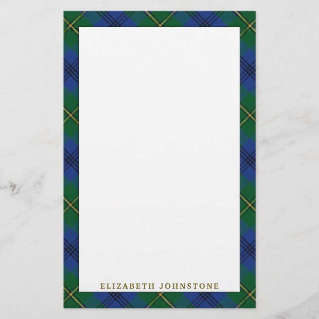 Elegant Klan Johnstone Johnston Tartan P Brevpapper (Framsida)