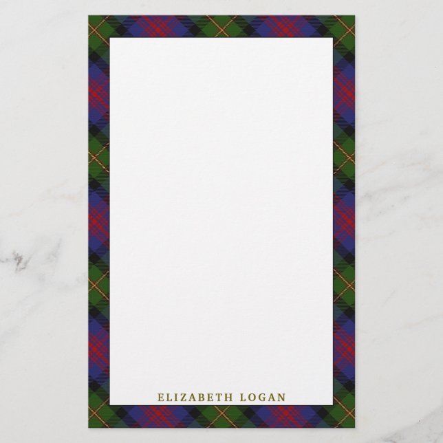 Elegant Klan Logan Tartan Plaid Brevpapper (Framsida)