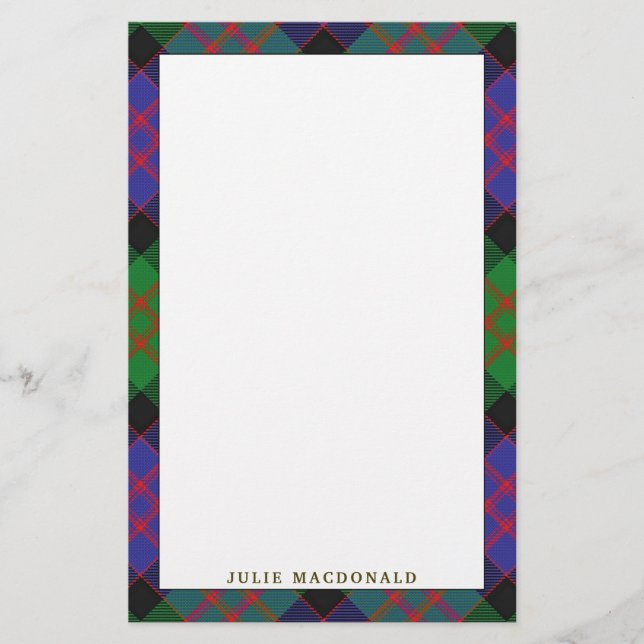 Elegant Klan MacDonald Tartan Play Brevpapper (Framsida)
