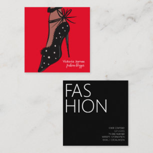 Elegant klänning häl skönhet fashionista bloggare  fyrkantigt visitkort