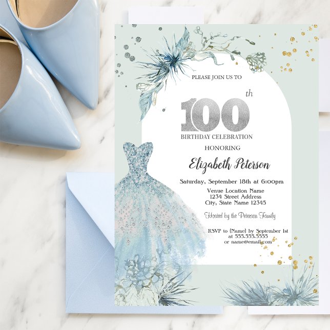 Elegant klänning vinter 100-årsdag inbjudningar (Skapare uppladdad)