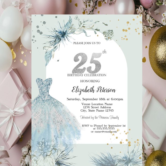 Elegant klänning vinter 25-årsdag inbjudningar (Skapare uppladdad)