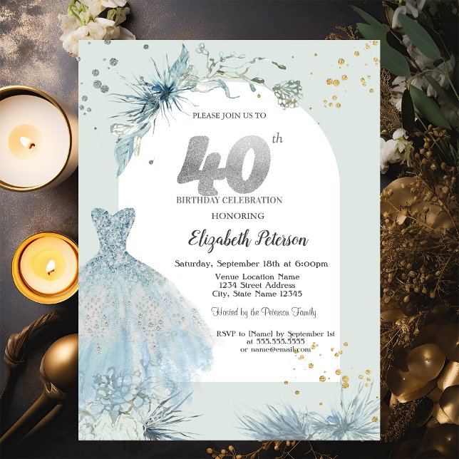 Elegant klänning vinter 40-årsdag inbjudningar (Skapare uppladdad)