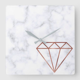 elegant klar faux ro guld, vit marmor fyrkantig klocka