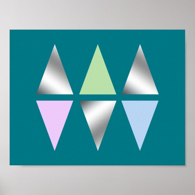 elegant klara geometriska trianglar för faux silve poster (Framsidan)