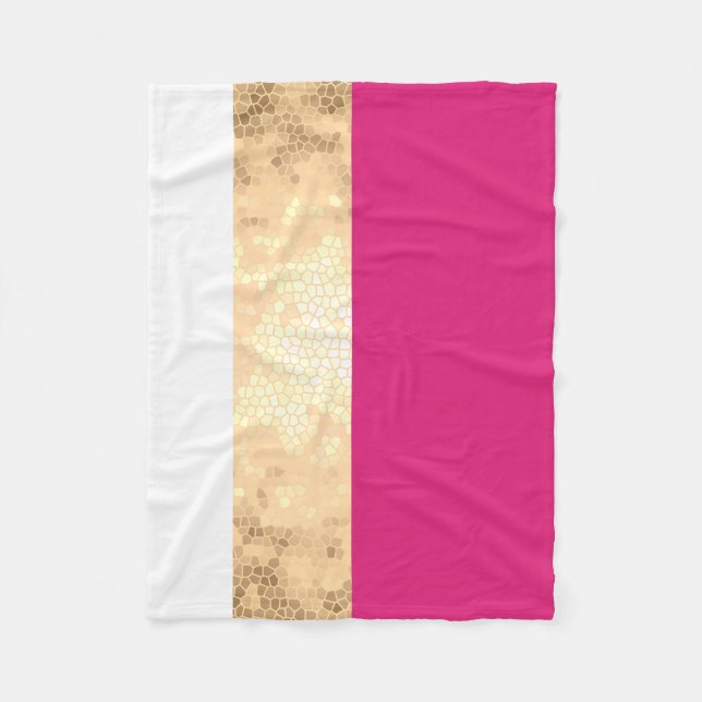 elegant klarfaux guld rosa white rand fleecefilt (Framsidan)
