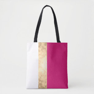 elegant klarfaux guld rosa white rand tygkasse