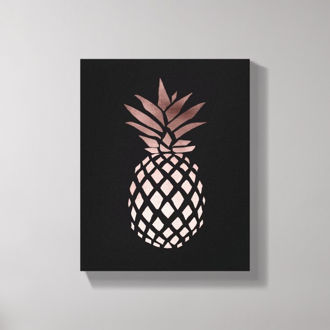 elegant klarfaux ro guld tropiska ananas canvastryck (Framsida)