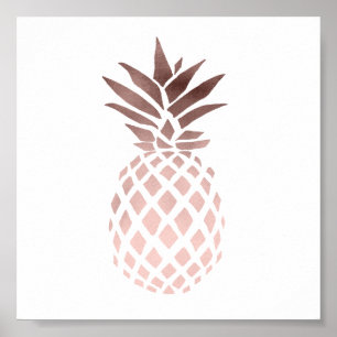 elegant klarfaux ro guld tropiska ananas poster
