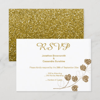 ELEGANT KLASISK GULD EUKALYPTUS GLITTER RSVP INBJUDNINGAR
