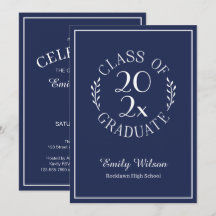 Elegant klass 2026 marinblå examensfest