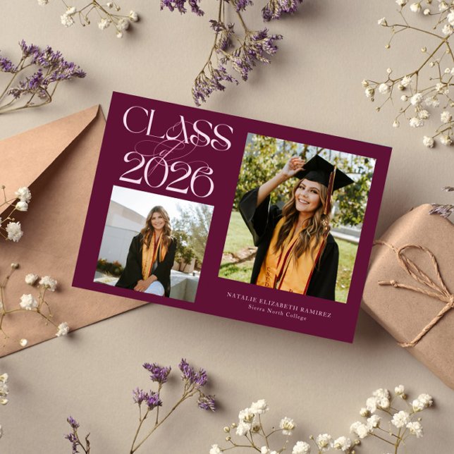 Elegant Klass 2026 Typografi Grad Cranberry Meddelande (Skapare uppladdad)