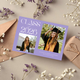 Elegant Klass 2026 Typografi Grad Foto Lila Meddelande