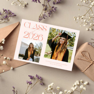 Elegant Klass 2026 Typografi Grad Foto Persika Meddelande