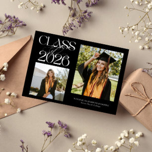 Elegant Klass 2026 Typografi Grad Foto Svart Meddelande