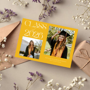 Elegant Klass 2026 Typografi Grad Gul Meddelande