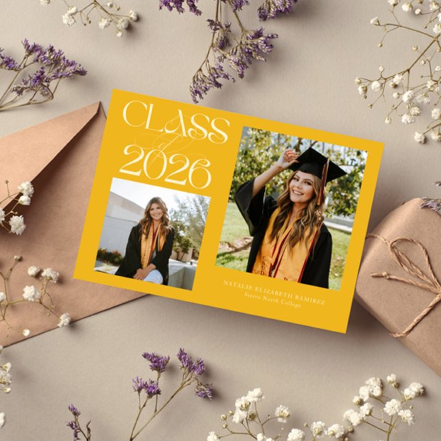 Elegant Klass 2026 Typografi Grad Gul Meddelande (Skapare uppladdad)