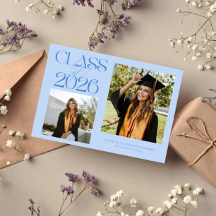 Elegant Klass 2026 Typografi Grad Icy Blå Meddelande