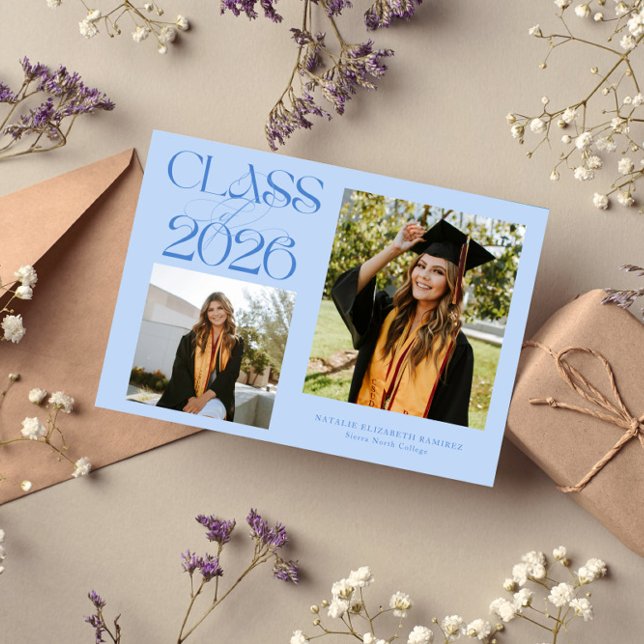 Elegant Klass 2026 Typografi Grad Icy Blå Meddelande (Skapare uppladdad)