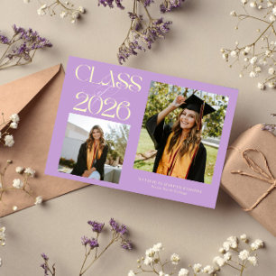 Elegant Klass 2026 Typografi Grad Wisteria Meddelande