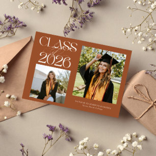 Elegant Klass 2026 Typography Grad Terrakotta Meddelande