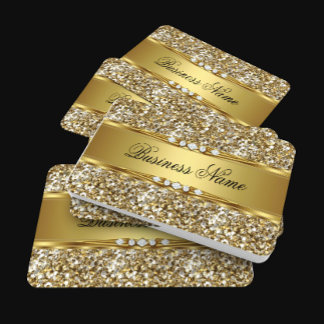 Elegant Klass Glitter Guld Diamant Utseende Visitkort