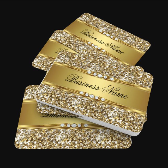Elegant Klass Glitter Guld Diamant Utseende Visitkort (Skapare uppladdad)