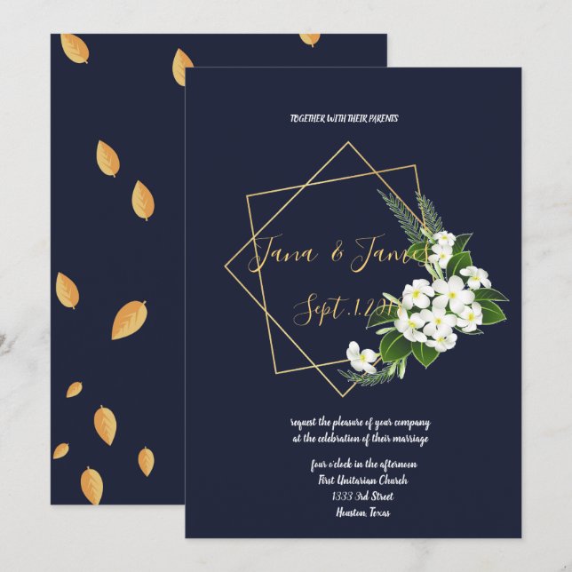 Elegant Klass - marktäckande bröllop Inbjudningar (Fram/baksida)