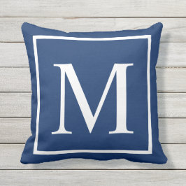 Elegant Klassblått Anpassa monogram Kudde