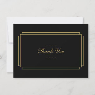 Elegant klassisk Art Deco svart och guld Tack Kort