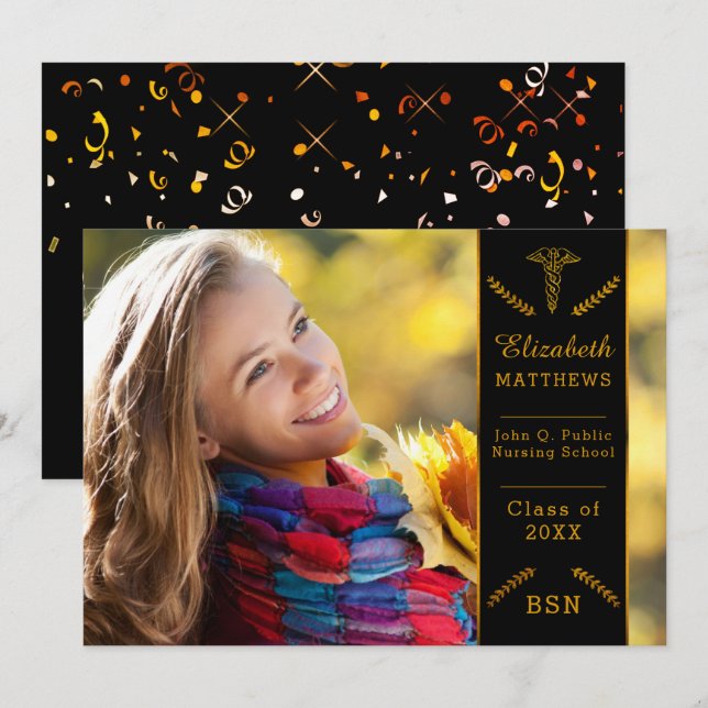 Elegant Klassisk Barnmorskeutbildning | Medicinska Inbjudningar (Fram/baksida)