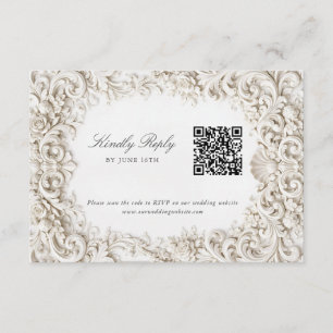 Elegant Klassisk Barock Ram RSVP med QR-kod Tilläggskort