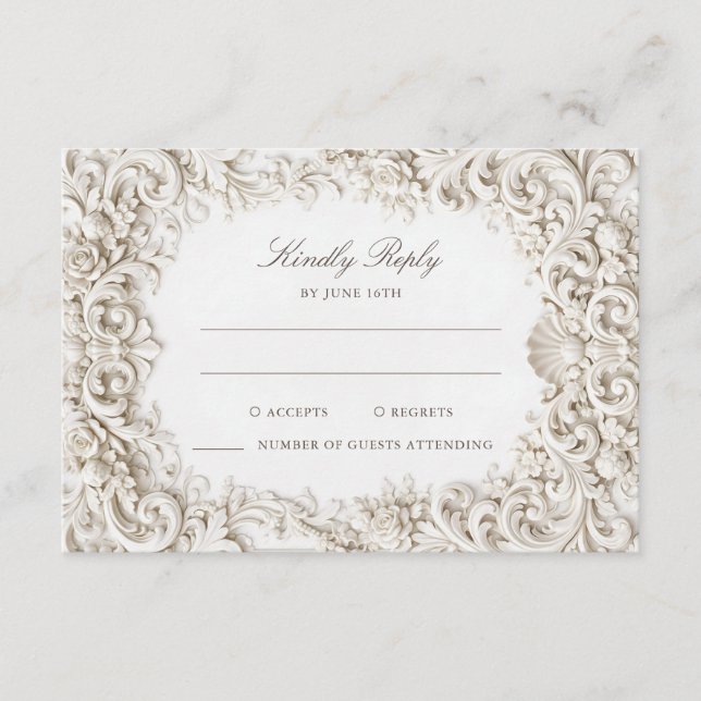Elegant Klassisk Barock Ram RSVP Tilläggskort (Framsida)