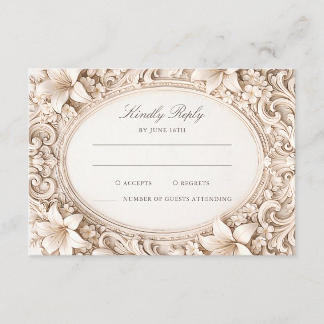 Elegant Klassisk Barock Ram RSVP Tilläggskort (Framsida)