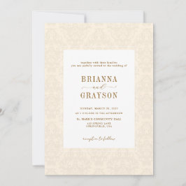 Elegant Klassisk Beige Script Vintage Bröllop Inbjudningar