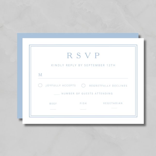 Elegant Klassisk Blå Bröllop OSA Kort (Elegant Classic Blue Wedding RSVP Card)