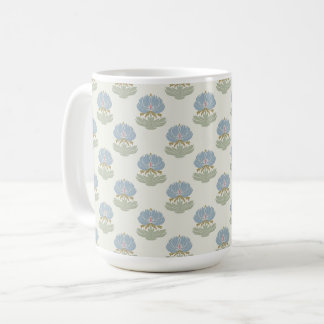Elegant Klassisk Blå Grön Arts & Crafts Blommig Kaffemugg