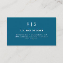 Elegant klassisk blå monogramföljekort tilläggskort
