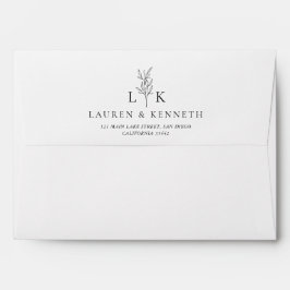 Elegant Klassisk Blad Monogram Bröllop