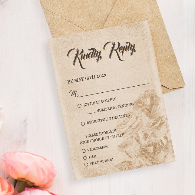 Elegant klassisk blomster- rustik bröllopsrespons  OSA kort (Skapare uppladdad)