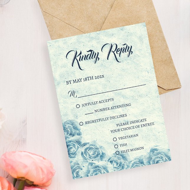 Elegant klassisk blomster- rustik bröllopsrespons  OSA kort (Skapare uppladdad)