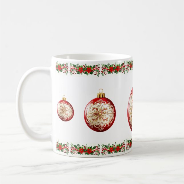 Elegant klassisk botaniska helgdag christmas boll kaffemugg (Vänster)