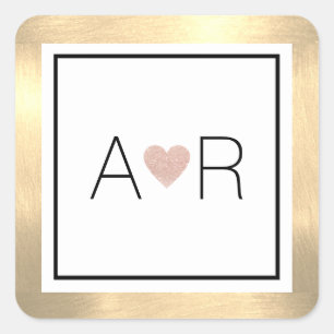 elegant klassisk bröllop kärlek monogram fyrkantigt klistermärke