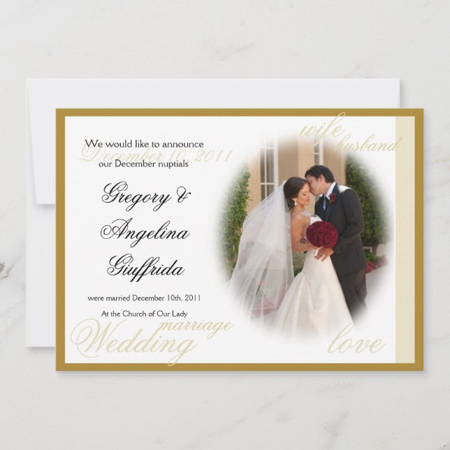 Elegant klassisk bröllopsannonsering meddelande (Framsida)