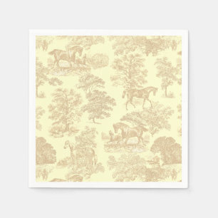 Elegant Klassisk Chic Häst Toile Beige Krämfärgad Pappersservett