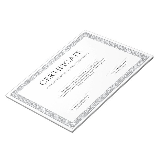 Elegant klassisk diplomacertifikat utskrivbar anteckningsblock (Vinklad)