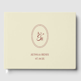Elegant Klassisk Elfenbensvit Monogram Bröllop Gästböcker